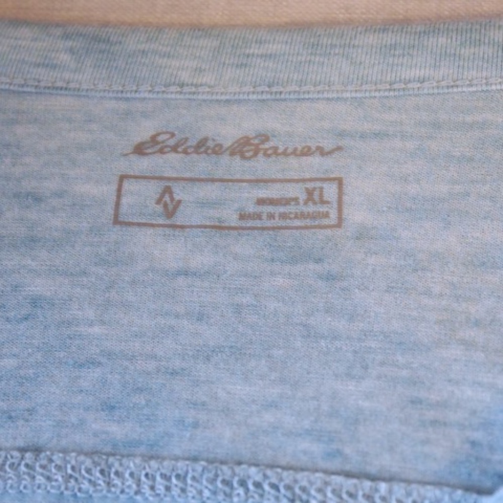 NEW Eddie Bauer Henley Mercer Knit Top Long Sleeves Roll Tab Size XL Spearmint - Picture 6 of 6